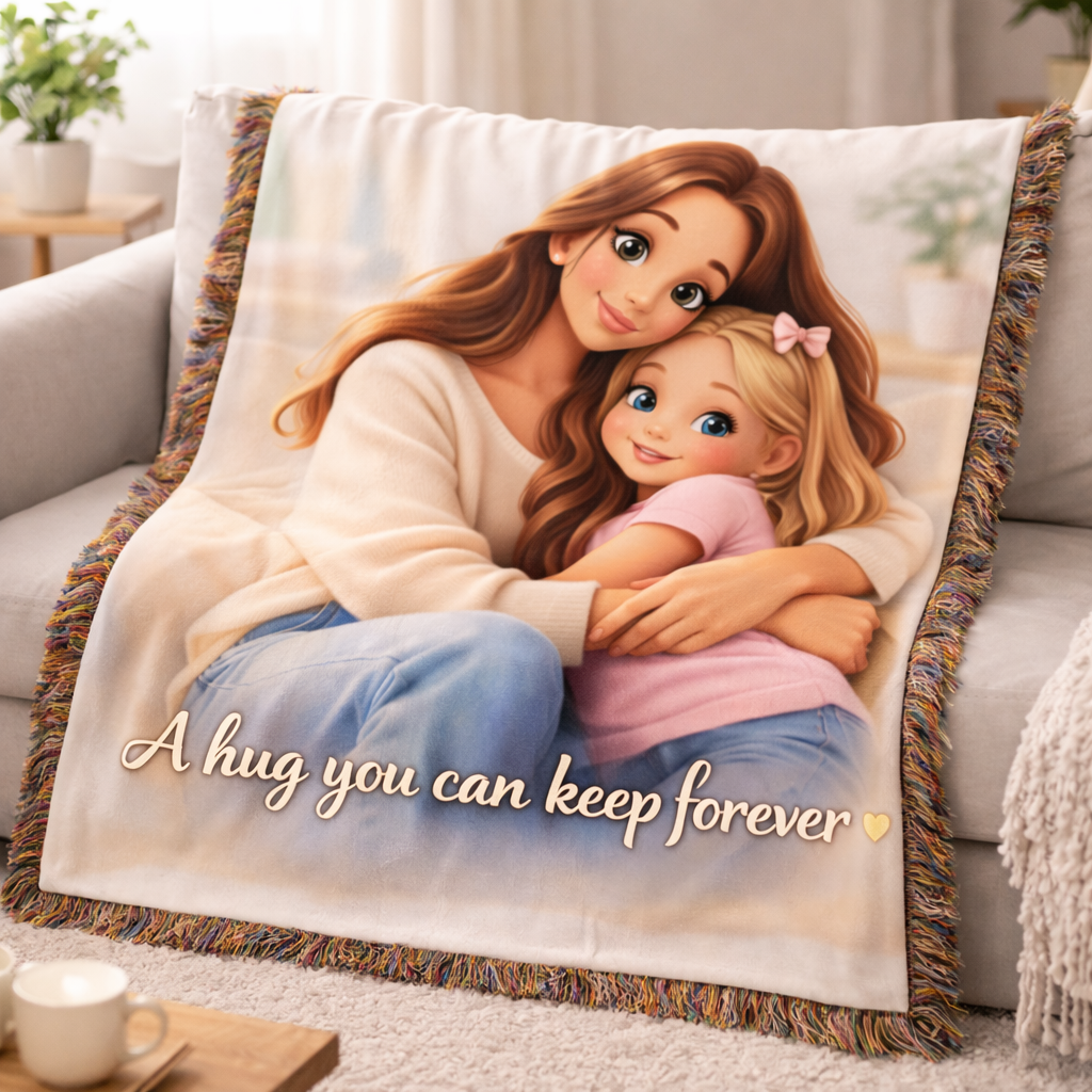 Custom Anime Photo Flannel Blanket Personalized Photo Cartoon Art Blanket Turn Your Photo into Cartoon Style Blanket Mother's Day Gift