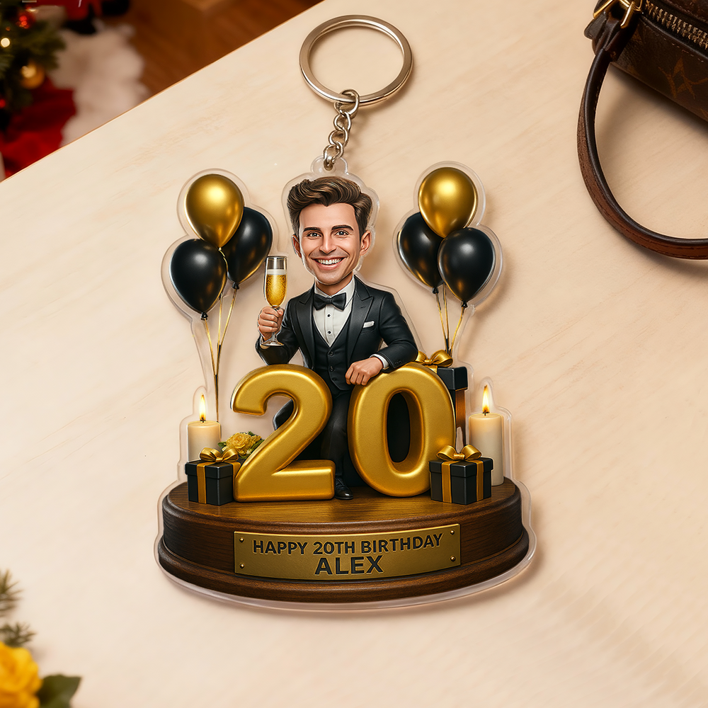 Birthday Gifts Custom Photo Women Caricature Portrait Gift Acrylic Keychain 3D Look 2D Print