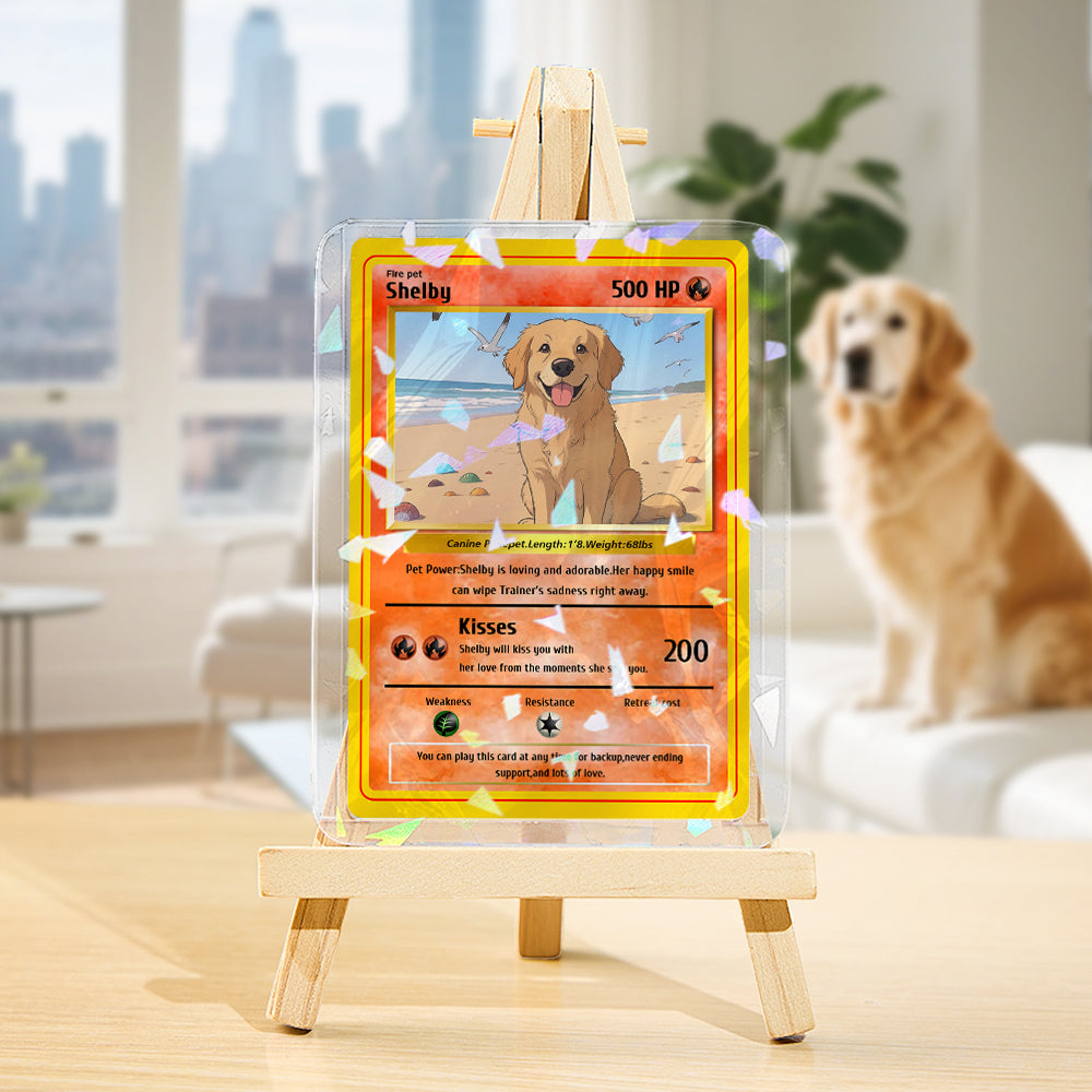 Custom Photo & Text Game Card – Poke Card Gift for Pet Lover With stand