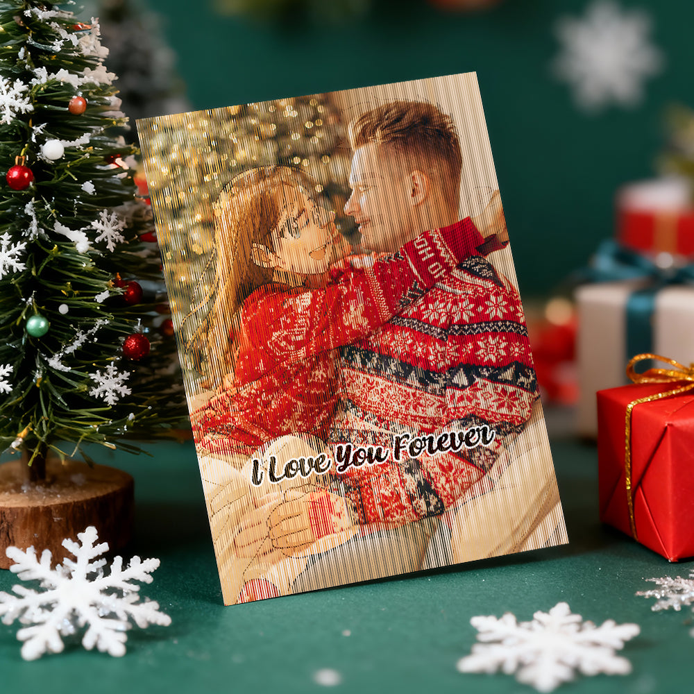 Personalized Lenticular Card Christmas Photo Anime Style Christmas Gift Holiday Greeting Card
