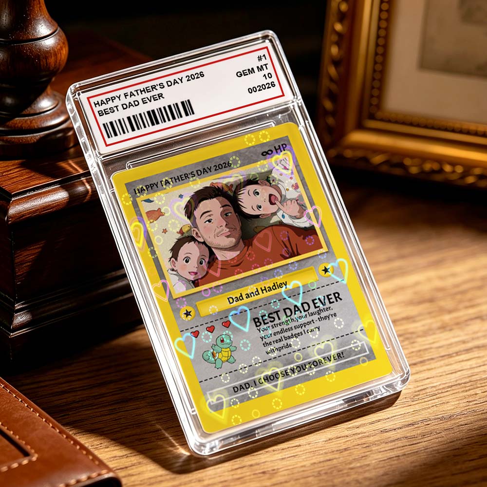 Personalised Father's Day Card - Custom Dad Trading Card with Photo & Names Best Dad Ever Unique Gift for Dad, Grandpa, Husband - Poke S