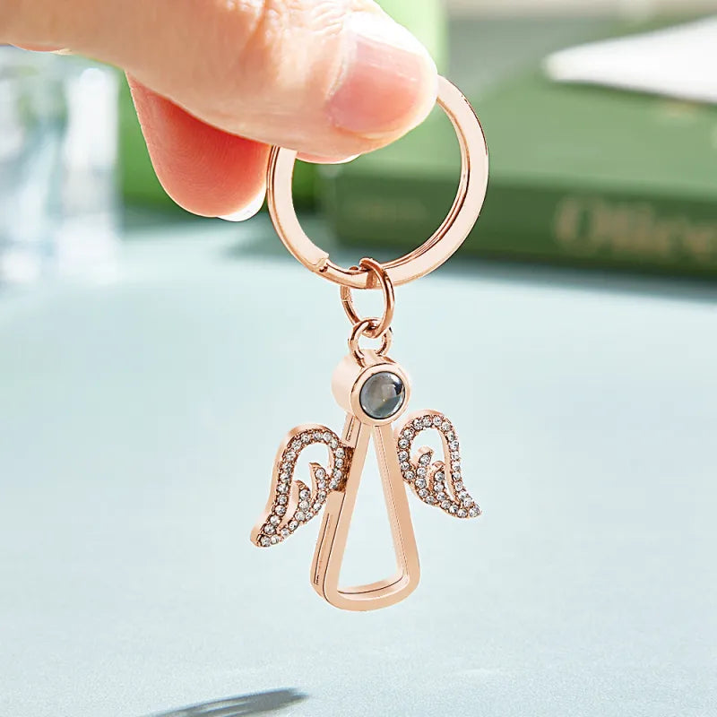 Personalized Angel Photo Keychain Projection Gem Ornament Memorial Gift for Grandma Christmas Gift