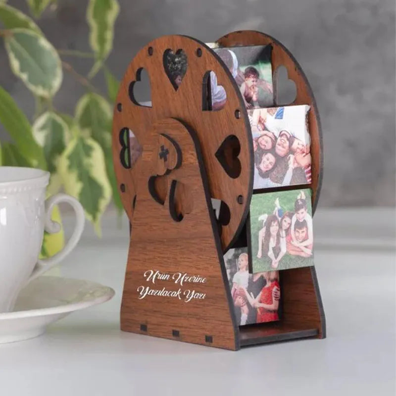 Custom Photo Ferris Wheel Gift – Laser Engraved Wooden Message