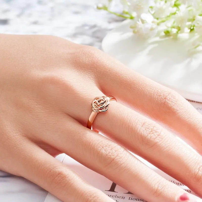 Custom Engraved Name Ring Rose Ring Gift for Women Valentines Gift