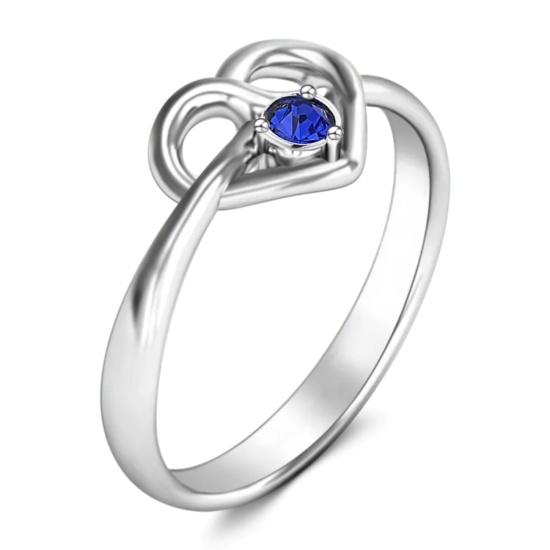 Personalised Birthstone Heart Ring Wedding Gift Anniversary Gift Birthday Gift Valentines Gift