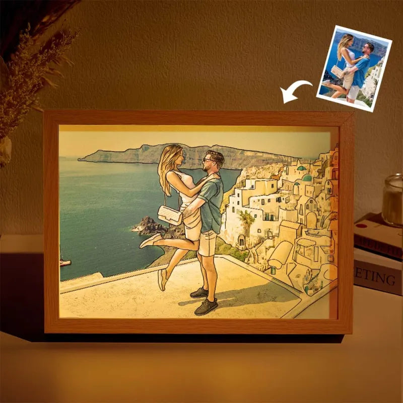 Custom Photo Lamp Personalized Line Art Light Valentine's Day Gift for Her