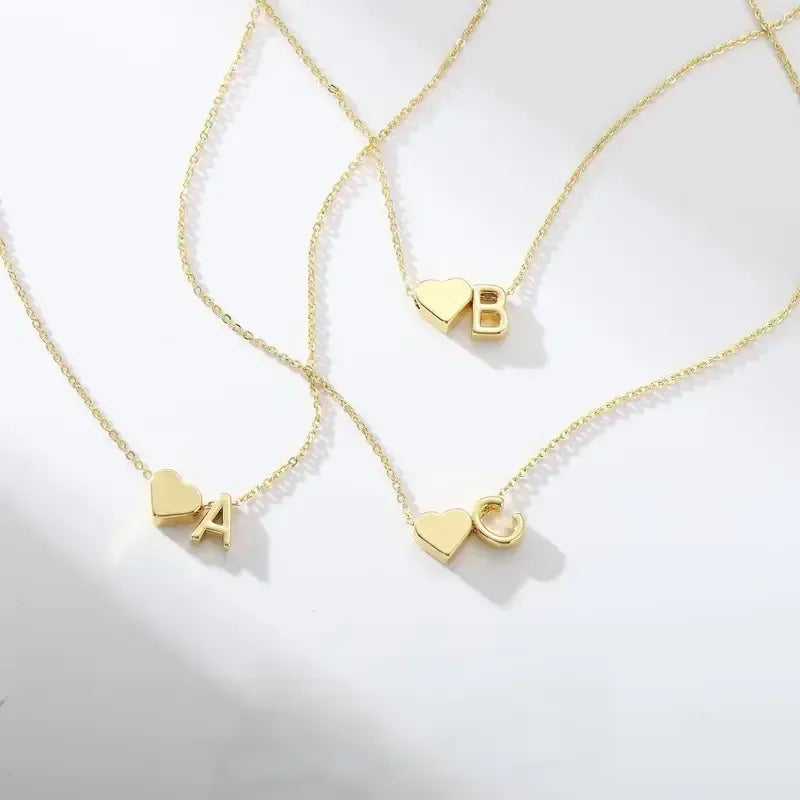 Tiny Initial Necklaces Heart Letter A-Z Necklace Initial Tag Pendant Birthday Gifts Anniversary Gifts Jewelry for Women