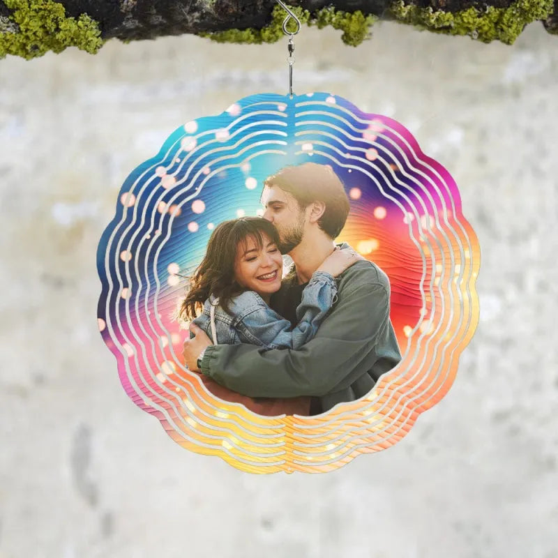 Custom Photo Wind Spinner Chime Outdoor Garden Decor Romantic Couple Gift for Valentine's Day