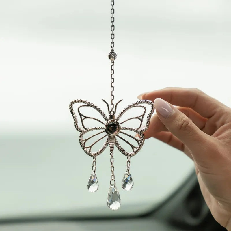 Personalized Photo Butterfly Sun Catcher Projection Car Ornaments Memorial Gift Valentines Gift for Her Birthday Gift for Grandma
