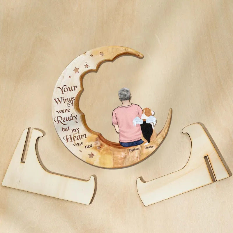 Custom Memorial Dog Moon Wooden Art Memorial Gift Idea for Cat Home Decorations