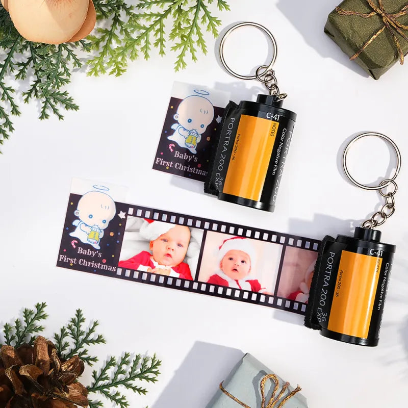 Custom Photo Film Roll Keychain Baby Birthday Theme Camera Keychain Christmas Day Gift