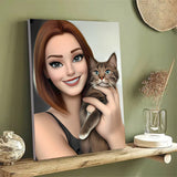 Personalized Cartoon Style 3D Photo Wooden Frame, Custom Cartoon Portrait Picture Frame Sign, Customized Family Couples Wedding Birthday Round Art Decor