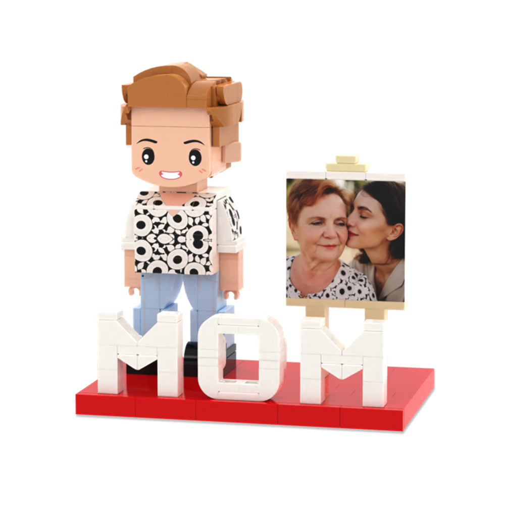 Full Body Custom MOM 1 Person Cute Brick Figure with Photo Mother's Day Gift