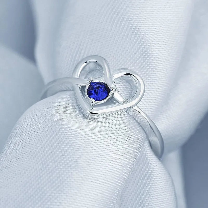 Personalised Birthstone Heart Ring Wedding Gift Anniversary Gift Birthday Gift Valentines Gift