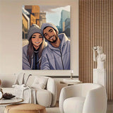 Customized portraits based on photos, cartoon portrait animation, family portraits, gifts for couples, digital or printed, framed or canvas