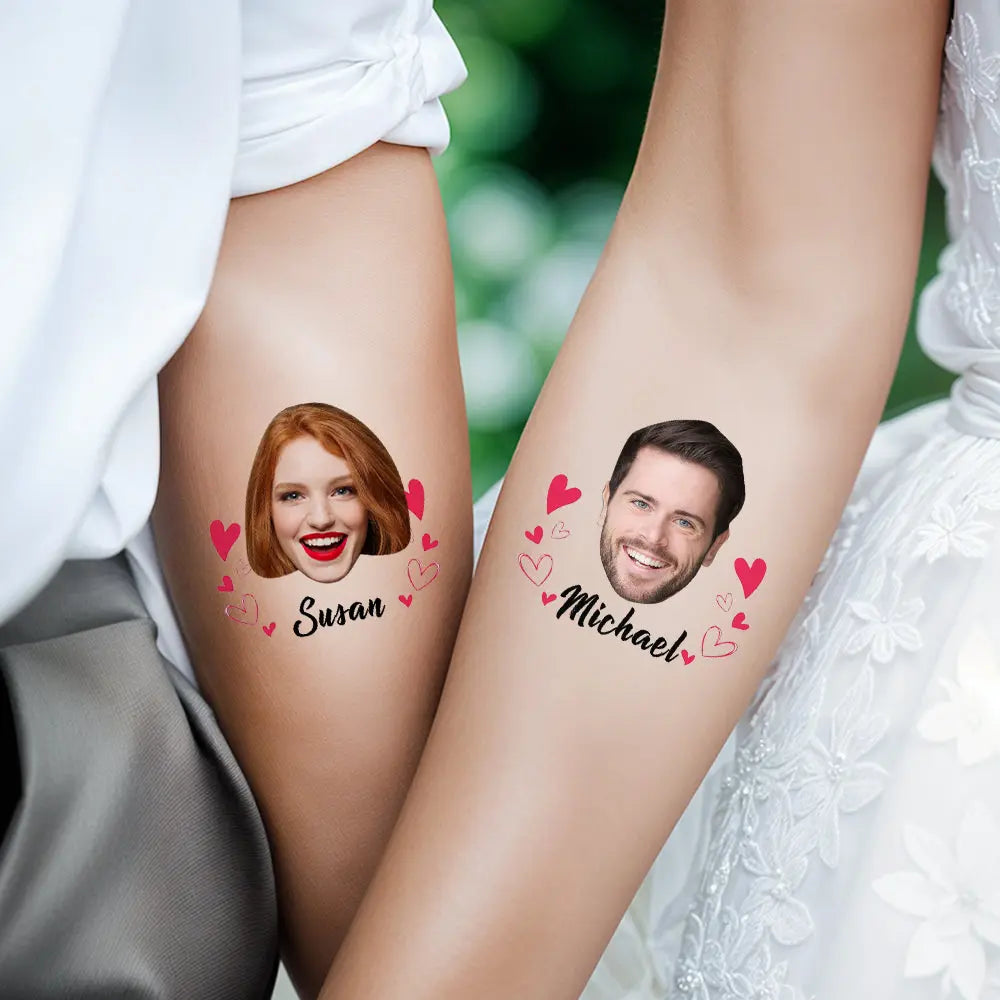 Personalized Waterproof Temporary Face Photo Tattoo Stickers with Name Set of 15 Bachelorette Party Birthday Wedding Favors