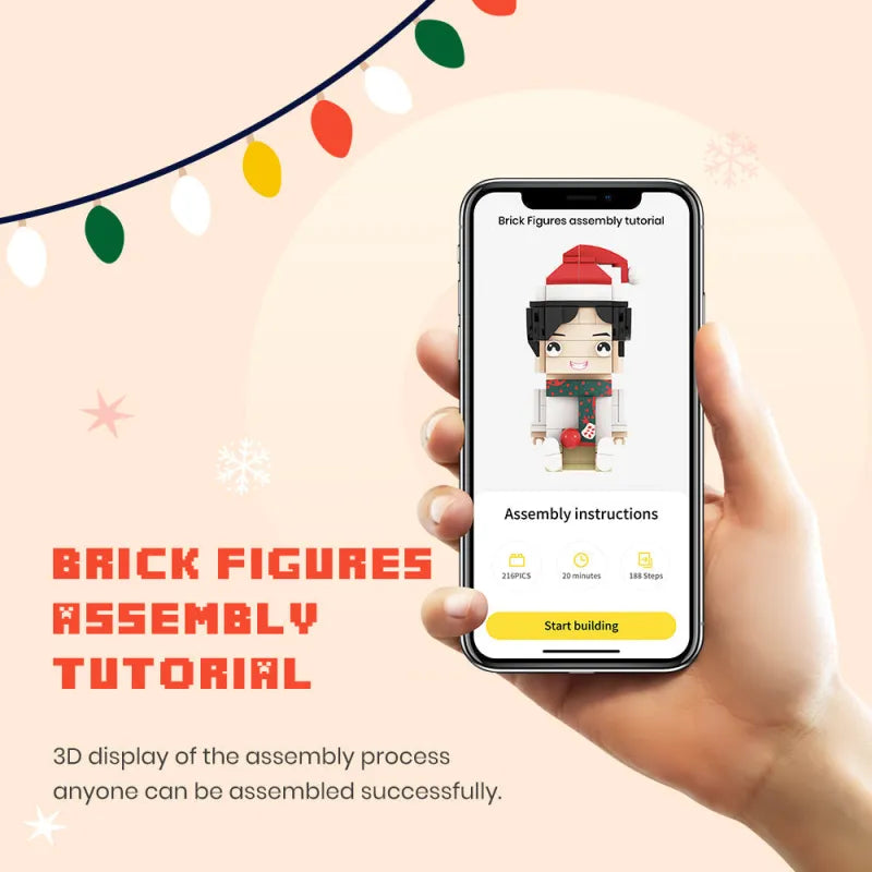 Custom Text Cute Brick Figure Full Body Customizable 1 Person Display Panel Graduation Gift