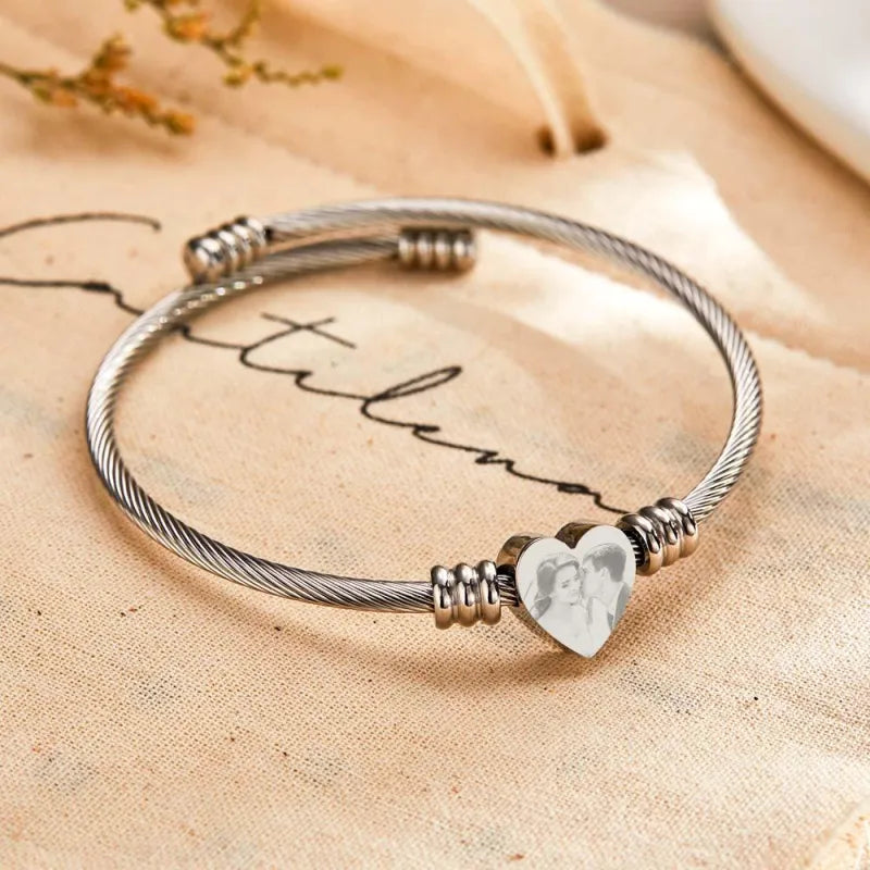 Personalized Engraved Picture Bracelets for Women Custom Inspirational Memorial Jewelry Birthday Gift for Her