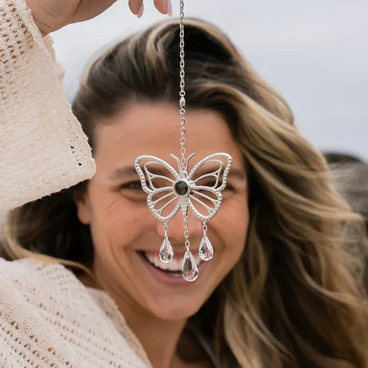 Personalized Photo Butterfly Sun Catcher Projection Car Ornaments Memorial Gift Valentines Gift for Her Birthday Gift for Grandma