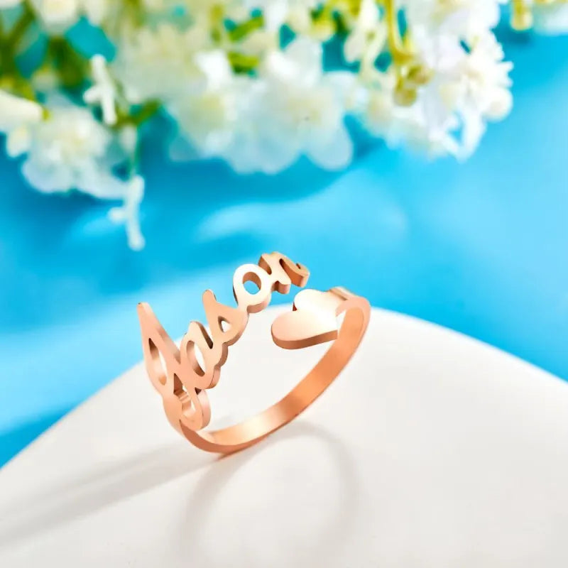 Custom Name Ring Heart Ring Open Adjustable Ring Wedding Gift Anniversary Gift Birthday Gift Valentines Gift
