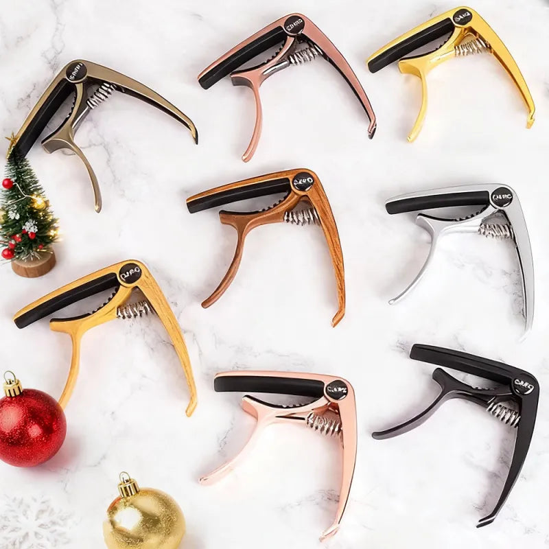 Personalized Metal Guitar Capo with Wood Grain Custom Message Engraved Guitar Pick Birthday Gift Father's Days Gift for Guitarists