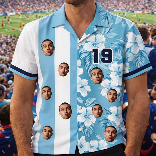 Custom Retro Football Jersey Aloha Apparel Hawaiian Shirt, Match Day Hawaiian Shirt, Soccer Fan Gift, Father's Day Gift