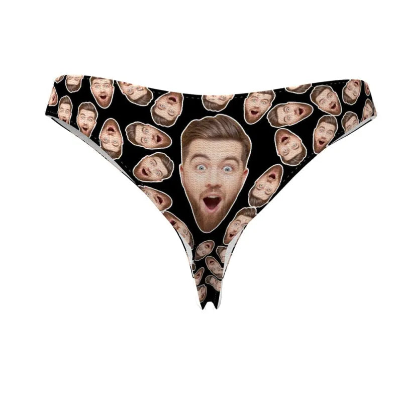 Custom Boyfriend's Face Thong Panties Personalized Panties Valentines Gift For Her