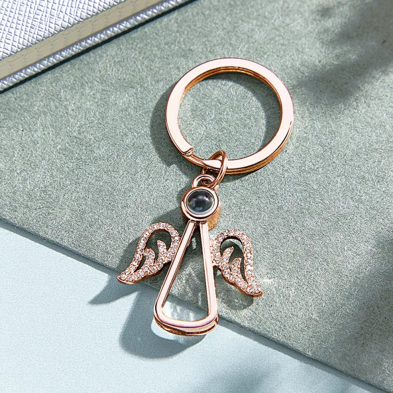 Personalized Angel Photo Keychain Projection Gem Ornament Memorial Gift for Grandma Christmas Gift