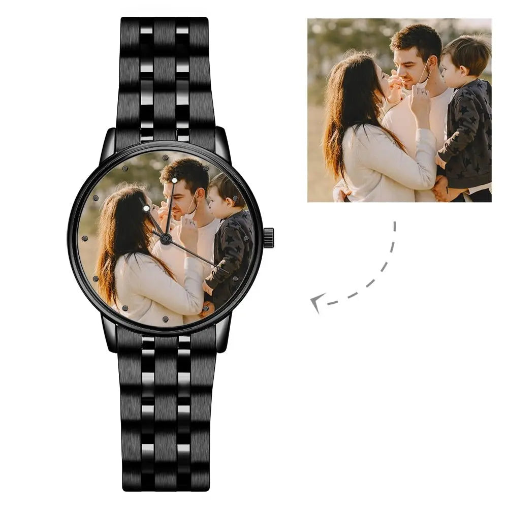 Custom Photo Unisex Engraved Text Watch Alloy Strap 38mm Valentines Gift