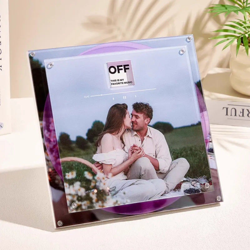 Custom Acrylic Music Photo Frame with Rotating Disc  Photos & Songs Personalized MP3 Voice Gift Christmas Gifts