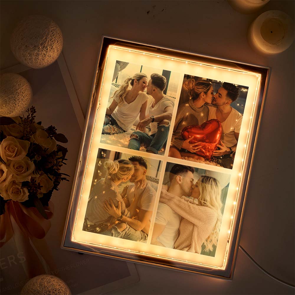 Custom Photo Frame Mirror Night Light – Personalized Birthday, Valentine’s Day, Christmas & Anniversary Gift