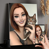 Personalized Cartoon Style 3D Photo Wooden Frame, Custom Cartoon Portrait Picture Frame Sign, Customized Family Couples Wedding Birthday Round Art Decor