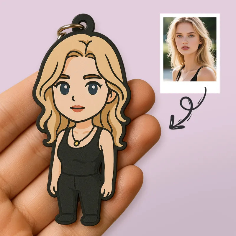 Custom Photo Cartoon Keychain Bag Charm Personalized from Your Photo Unique Keepsake Valentines Gift for Her