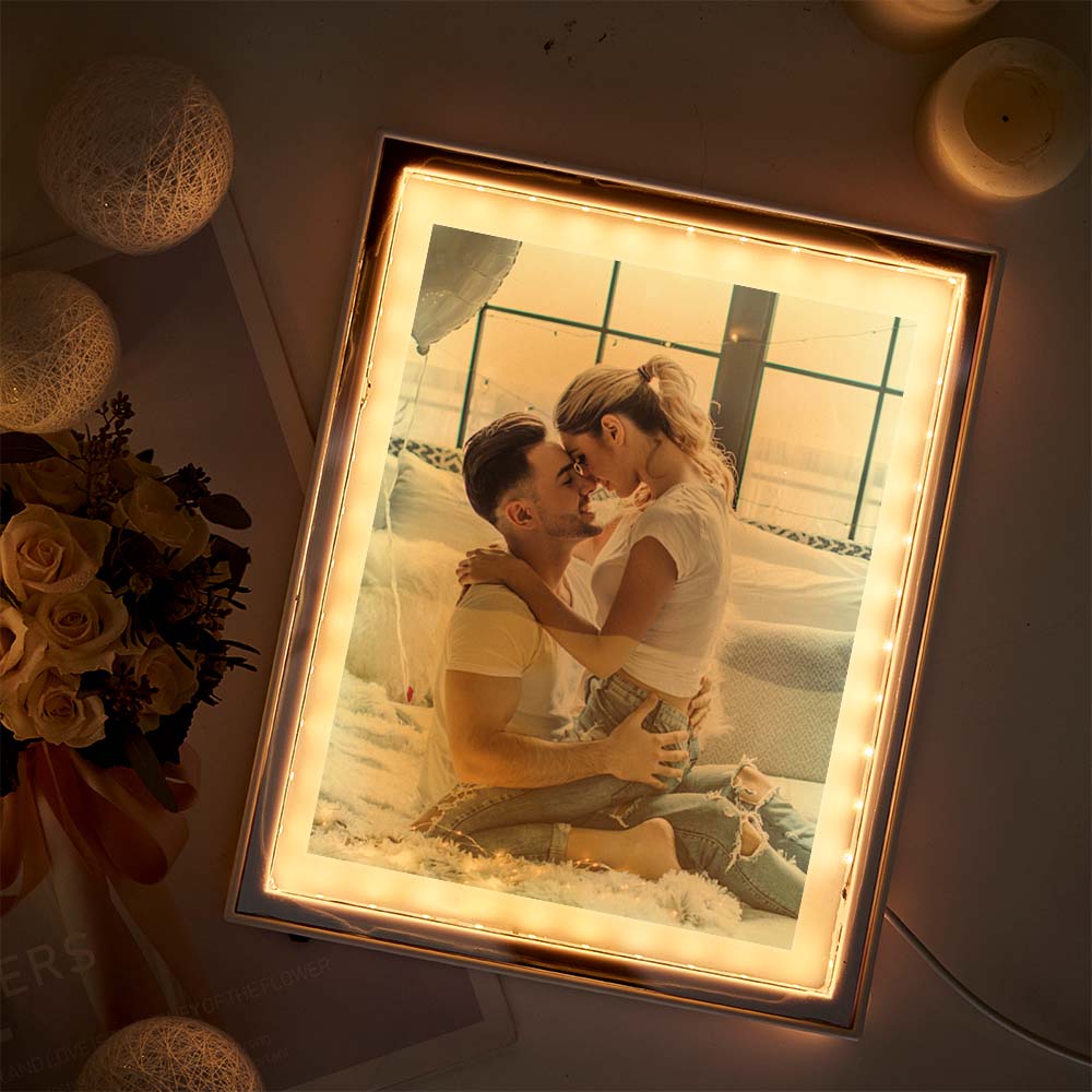 Custom Photo Frame Mirror Night Light – Personalized Birthday, Valentine’s Day, Christmas & Anniversary Gift