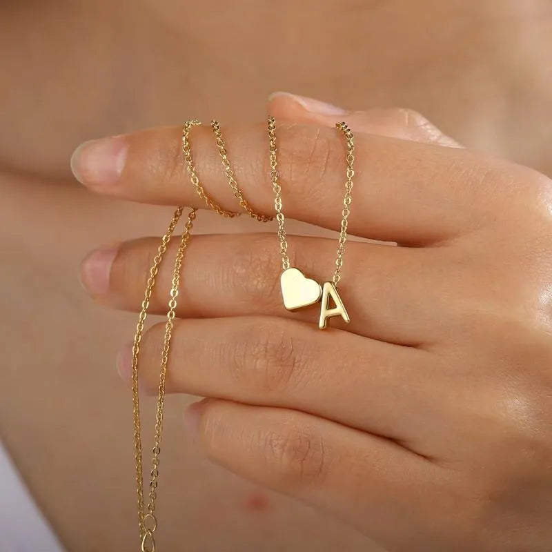 Tiny Initial Necklaces Heart Letter A-Z Necklace Initial Tag Pendant Birthday Gifts Anniversary Gifts Jewelry for Women