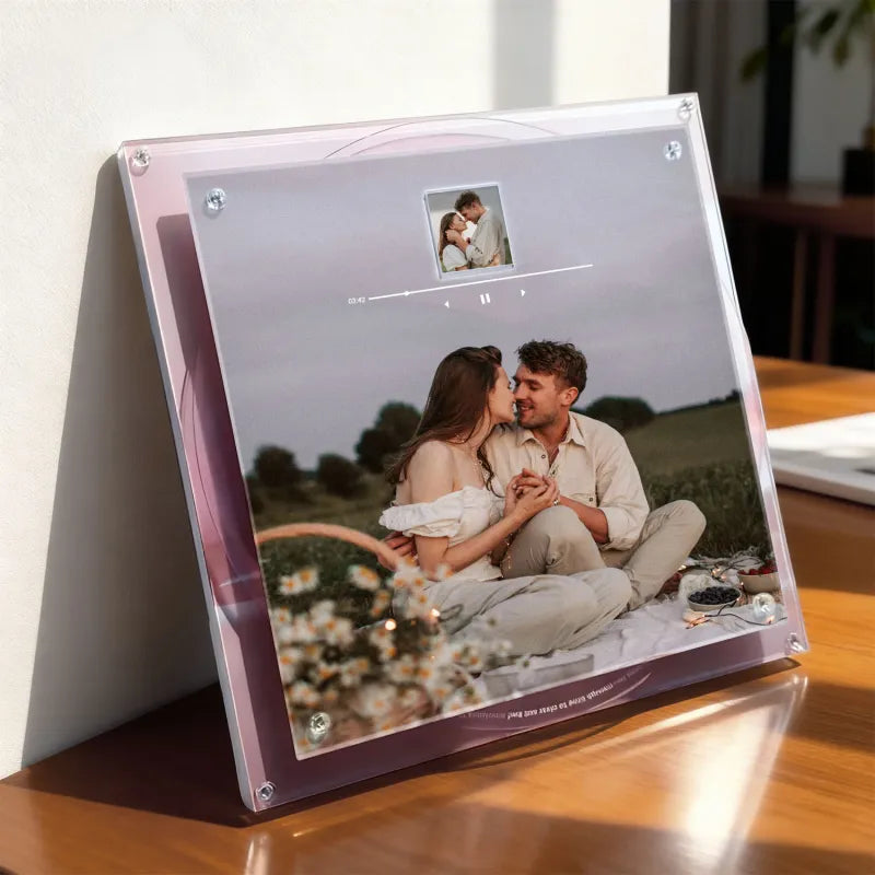 Custom Acrylic Music Photo Frame with Rotating Disc  Photos & Songs Personalized MP3 Voice Gift Christmas Gifts