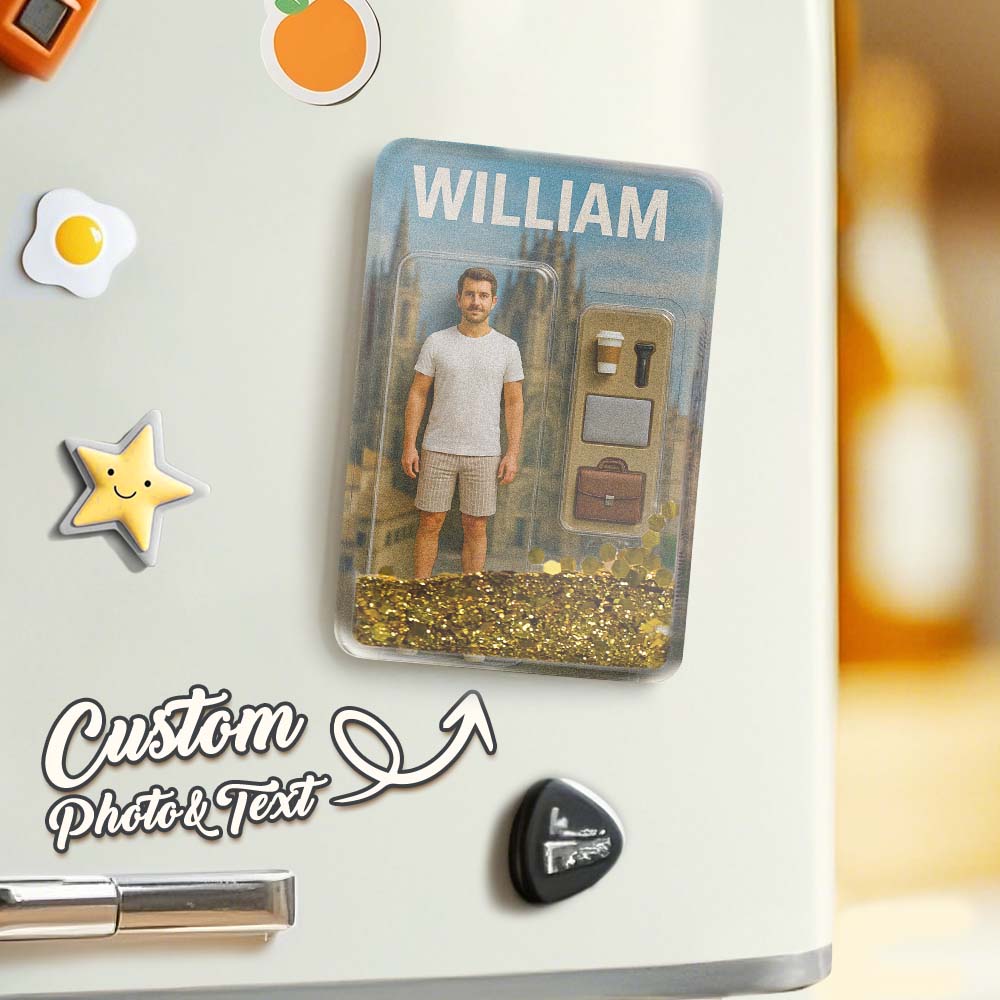 Custom 3D Effect Action Figure Pack Packaging Toy Box Style Art Gift Personalized Quicksand Fridge Magnet Gift for Father