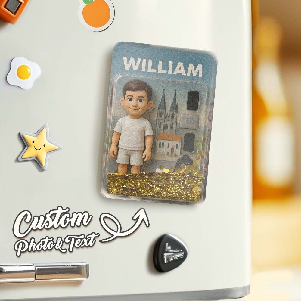 Custom 3D Effect Action Figure Pack Packaging Toy Box Style Art Gift Personalized Quicksand Fridge Magnet Gift for Father