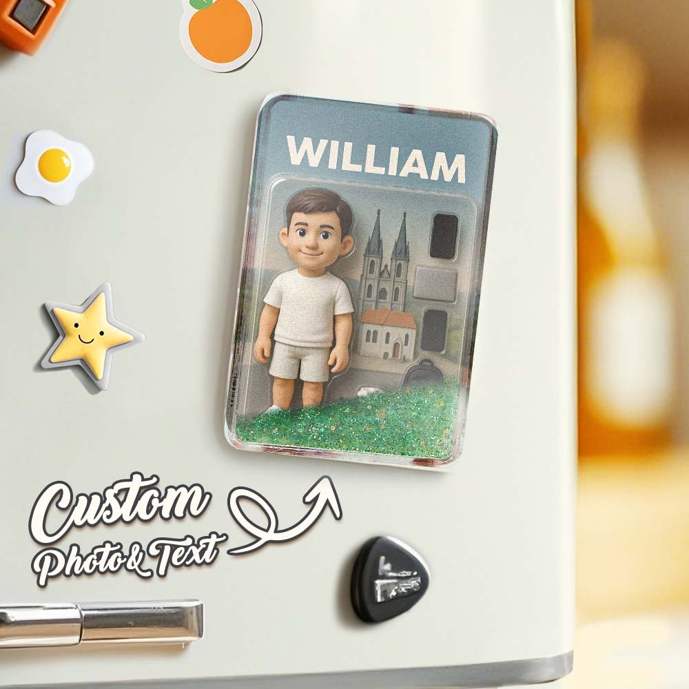 Custom 3D Effect Action Figure Pack Packaging Toy Box Style Art Gift Personalized Quicksand Fridge Magnet Gift for Father