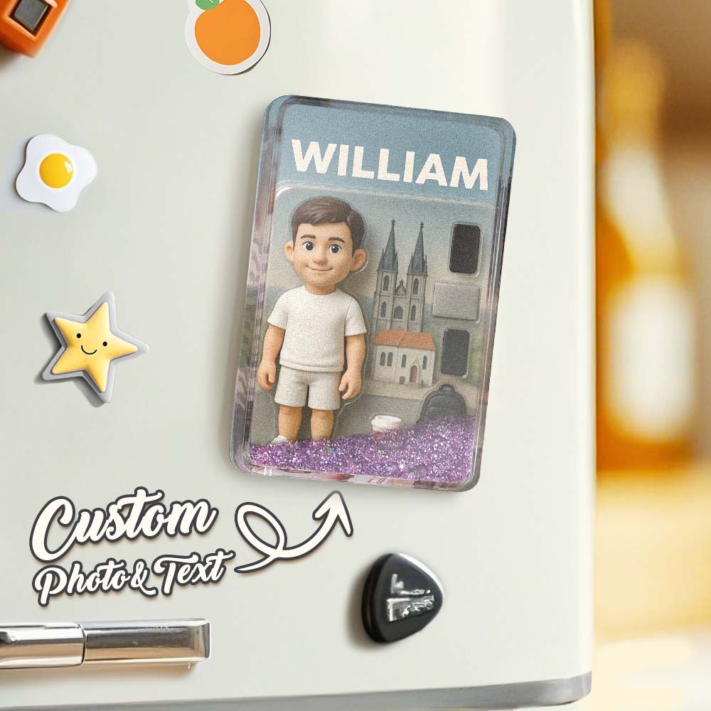 Custom 3D Effect Action Figure Pack Packaging Toy Box Style Art Gift Personalized Quicksand Fridge Magnet Gift for Father
