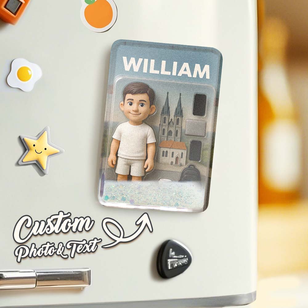 Custom 3D Effect Action Figure Pack Packaging Toy Box Style Art Gift Personalized Quicksand Fridge Magnet Gift for Father