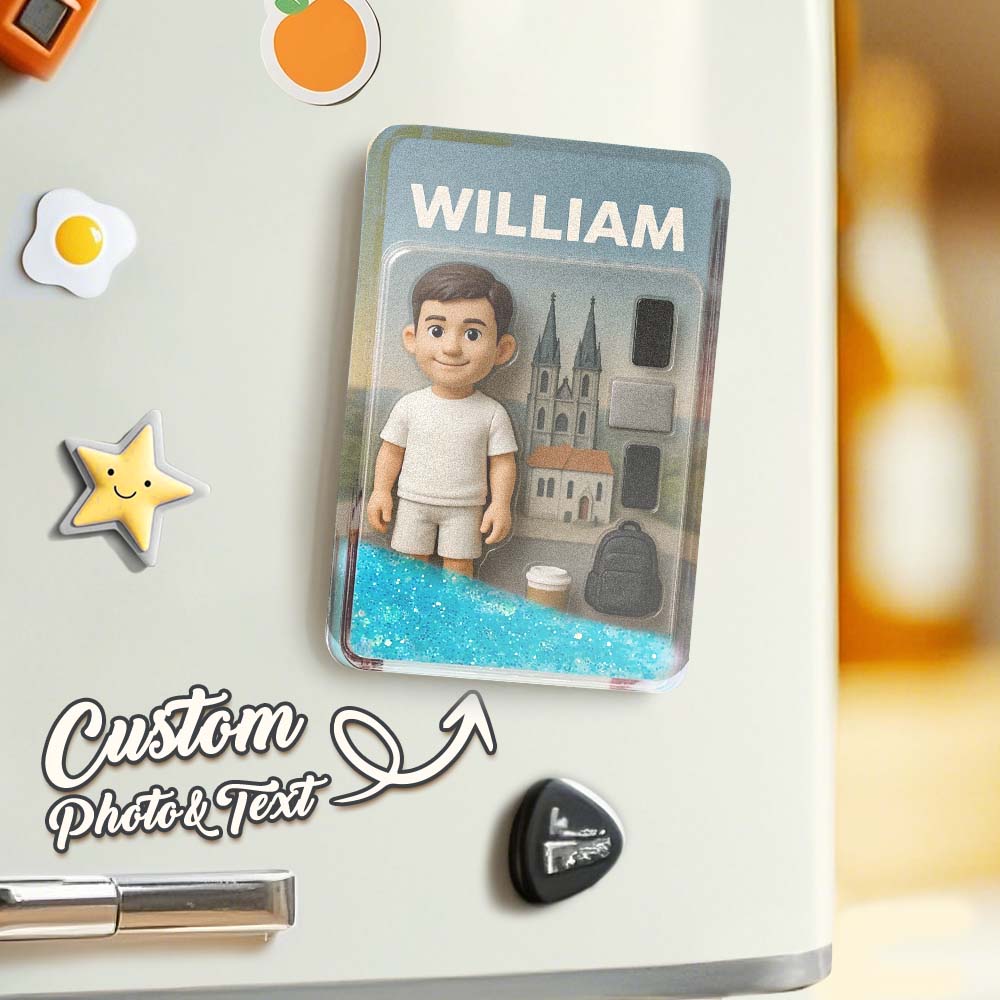 Custom 3D Effect Action Figure Pack Packaging Toy Box Style Art Gift Personalized Quicksand Fridge Magnet Gift for Father