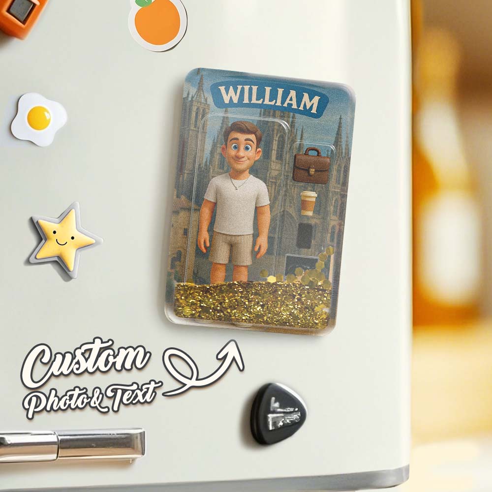 Custom 3D Effect Action Figure Pack Packaging Toy Box Style Art Gift Personalized Quicksand Fridge Magnet Gift for Father