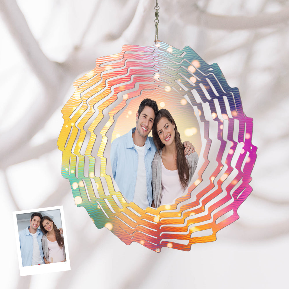 Custom Photo Wind Spinner Chime Garden Decoration Couple Valentine's Day Gift