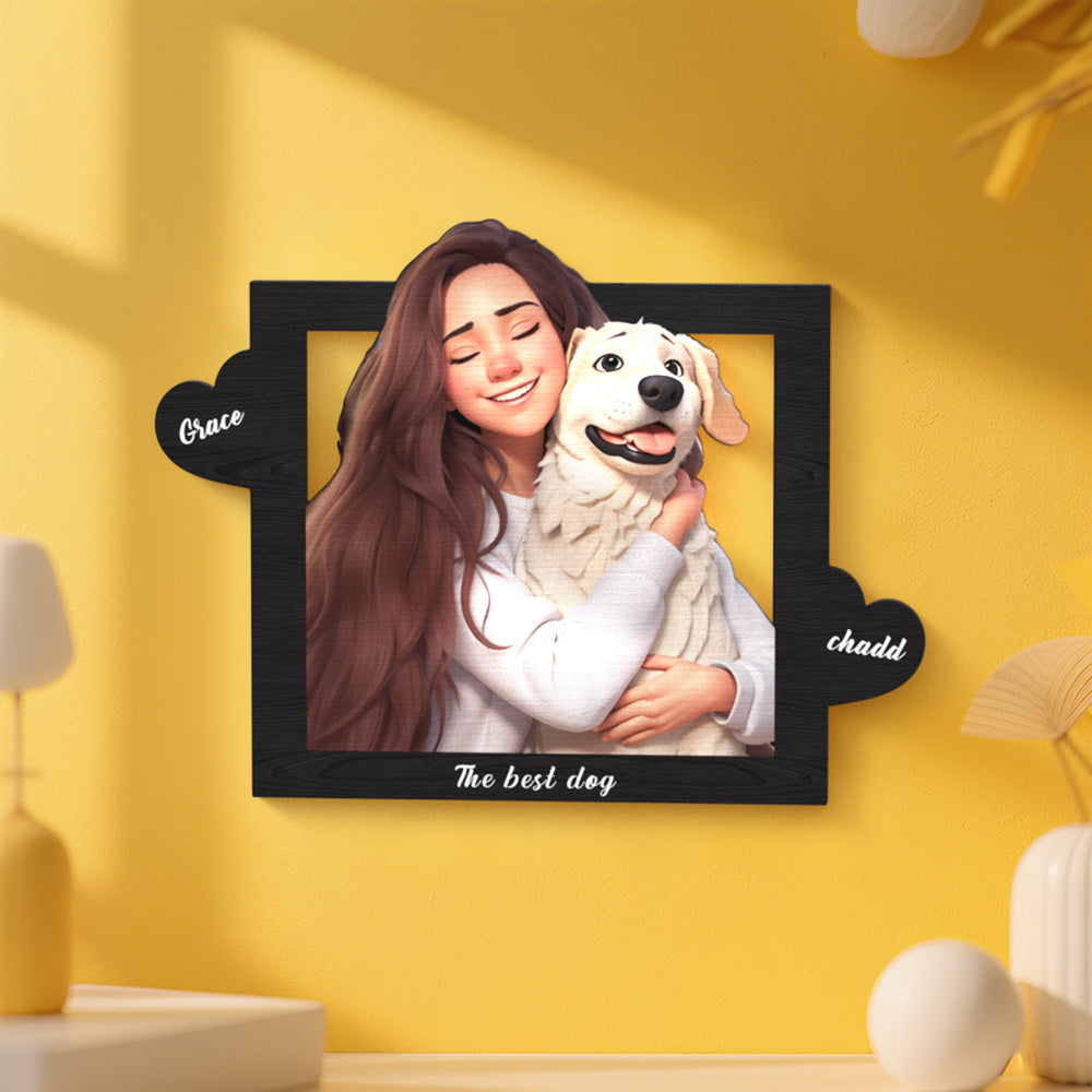 Personalized Cartoon Style Heart-Shaped Name Photo Frame Best Anniversary Birthday Family Holiday Gift