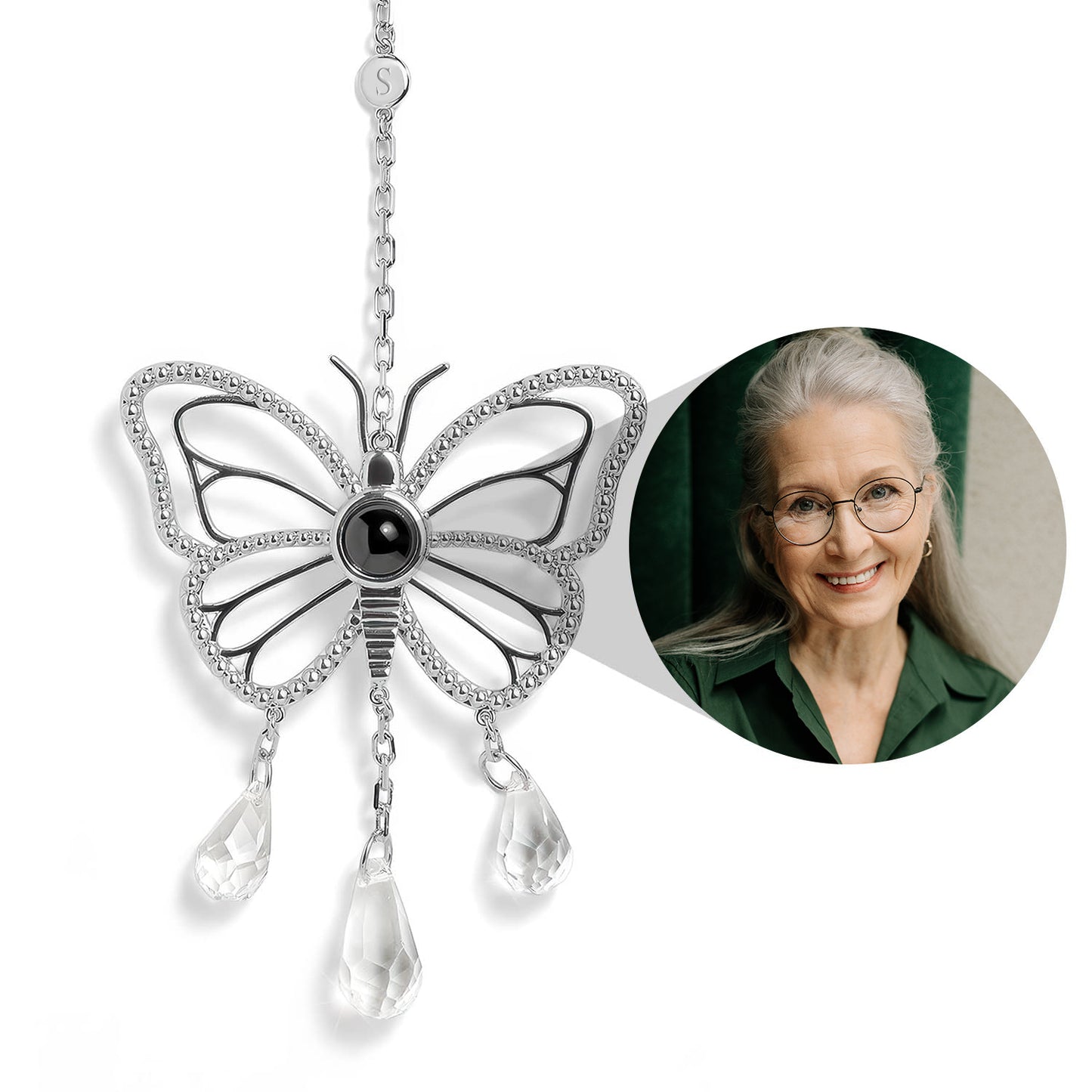 Personalized Photo Butterfly Sun Catcher Projection Car Ornaments Memorial Gift Valentines Gift for Her Birthday Gift for Grandma