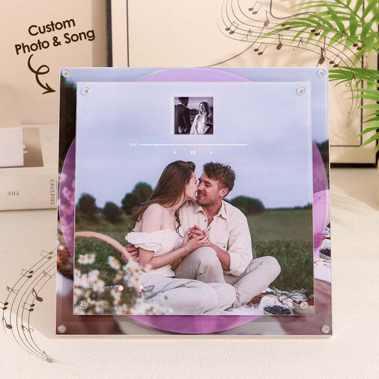Custom Acrylic Music Photo Frame with Rotating Disc  Photos & Songs Personalized MP3 Voice Gift Christmas Gifts