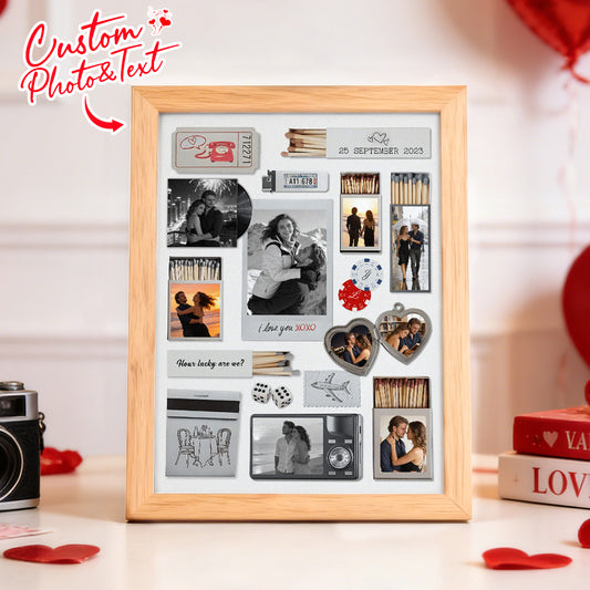 Custom Photo & Text Matchbox-style Poster Frame Decor – Valentine’s Day Gift