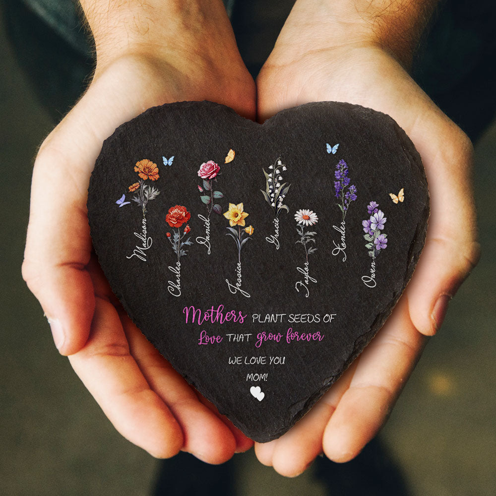 Custom Birth Flowers Garden Stone Personalized Grandma's Garden Stone for Mother's Day Gift