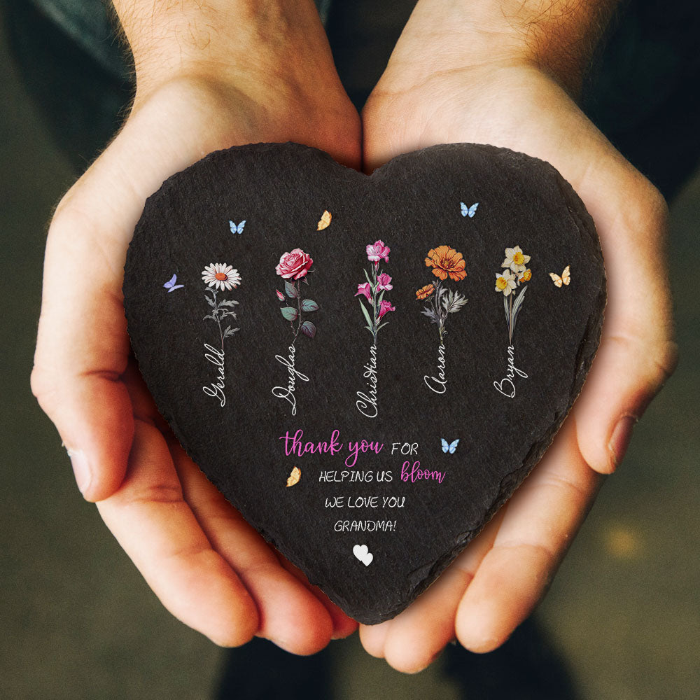 Custom Birth Flowers Garden Stone Personalized Grandma's Garden Stone for Mother's Day Gift